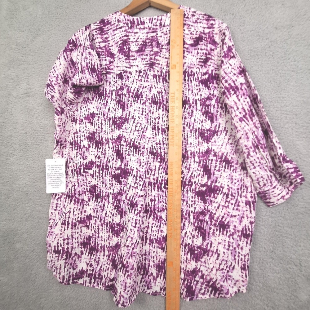 Woman Within Blouse Womens 18/20 Large Purple White Abstract Ikat Tunic Top NWT - Picture 5 of 9